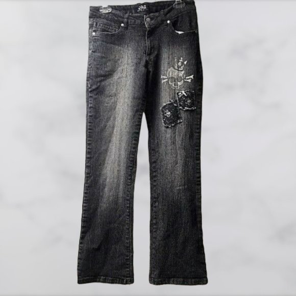 Raw Blue Lady Jeans Silver & Black Skeleton - Picture 3 of 7